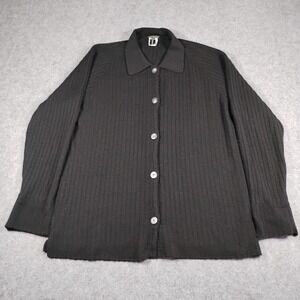 Lorena Antoniazzi Bergdorf Goodman Cashmere Wool Ribbed Cardigan Black IT 40